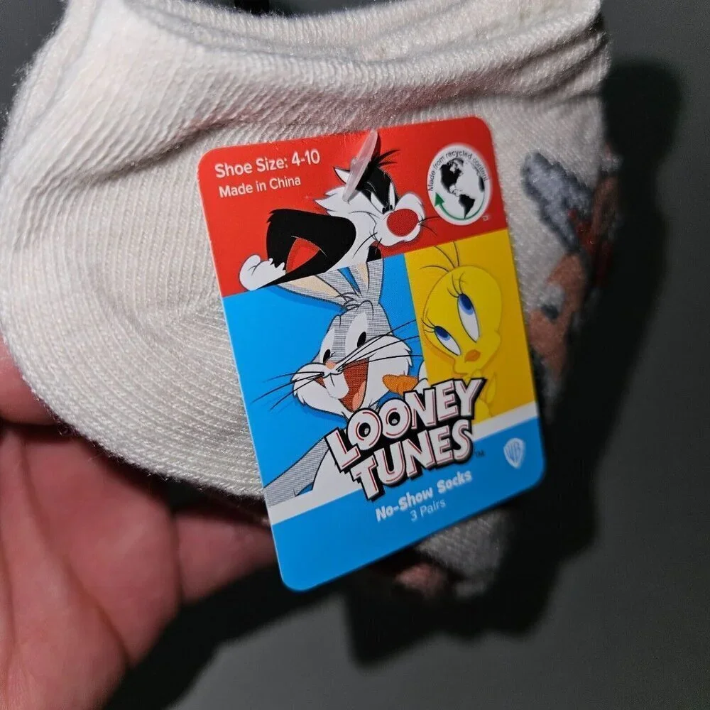 NEW 3 Pairs Looney Tunes No Show Socks Women's 4-10 Bugs Bunny Marvin Sylvester